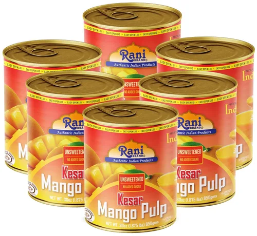 Vista 16 de Puré de pulpa de mango Rani (hace batidos de mango Lassi) Alphonso sin azúcar, 30 onzas (1.875 libras) 29.98 oz ~ Kosher Todo natural Sin OMG