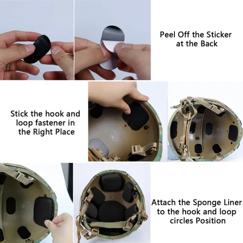 Vista 3 de Universal Airsoft Helmet Pads, Tactical Helmet Replacement Foam Padding Kits Bicycle Accessories Mats for Fast Mich CS ACH FMA USMC PASGT