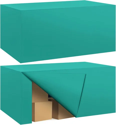 Vista 67 de Paquete de 2 manteles ajustados para mesa rectangular de 4 pies, 48 x 24 pulgadas, cubiertas de mesa verde manzana, tela de poliéster resistente al