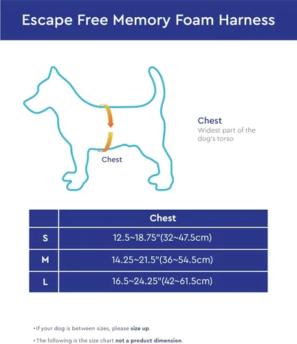 Vista 2 de Arnés de goma espuma con memoria Gooby Escape Free - Azul, pequeño - Arnés para perros sin tirón, de entrada fácil, con ajuste de cuatro puntos