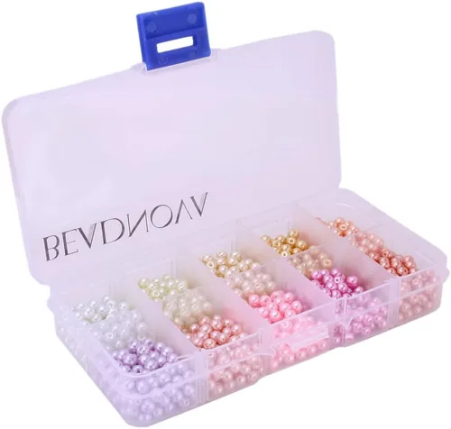 Vista 10 de BEADNOVA Cuentas de perlas de satén para manualidades, pequeñas perlas de imitación de vidrio sueltas para fabricación de joyas