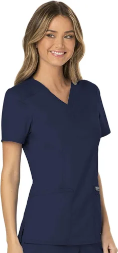 Vista 7 de Cherokee - Parte superior de uniforme médico para mujer con envolvente falso y 3 bolsillos, tela suave, elástica en 2 direcciones y duradera - WW610