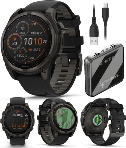 Vista 17 de Compra el Garmin Fenix 8 – 43 mm, reloj inteligente AMOLED multideporte con GPS, plateado con banda de silicona Whitestone, auriculares negros