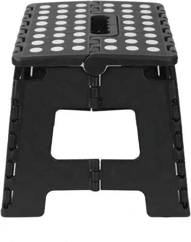 Vista 4 de Home Basics Taburete plegable grande de plástico con puntos antideslizantes, color negro