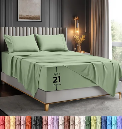 Vista 23 de Utopia Bedding - Juego de sábanas de bolsillo profundo para cama individual – Se adapta a colchones de hasta 21 pulgadas – Refrescantes, suaves