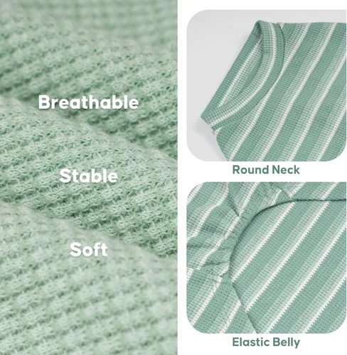 Vista 5 de KYEESE Paquete de 2 camisas para perro con punto gofre, camisetas ligeras sin mangas para perros pequeños, niños y niñas, chaleco transpirable