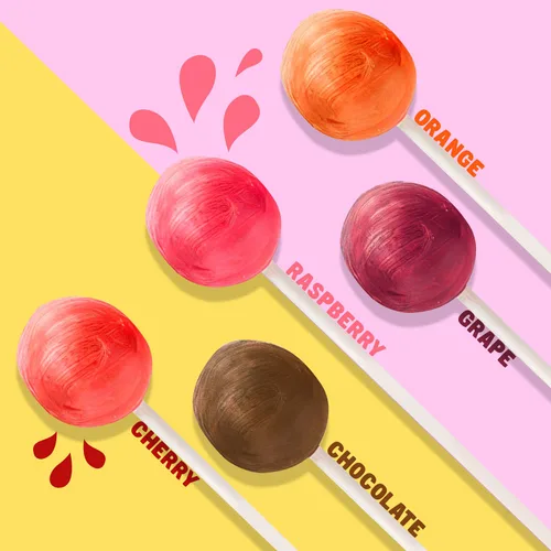 Vista 2 de POPS - Paletas de 1 libra, bolsa a granel, 5 sabores surtidos, sin gluten, centro masticable y revestimiento de caramelo duro, ventosas envueltas