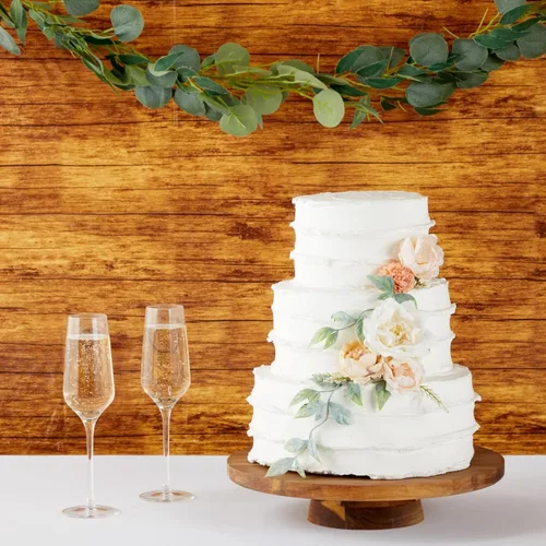 Vista 3 de Blue Panda Paquete de 3 manteles de grano de madera para mesas rectangulares, mantel de plástico de madera marrón, 54 x 108 pulgadas, mantel