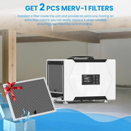 Vista 3 de CADPXS Deshumidificador de espacio de arrastre con bomba y manguera de drenaje, deshumidificador de espacio de rastreo de 80 pintas para uso