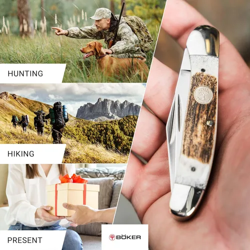 Vista 5 de Boker Copperhead - Cuchillo de bolsillo de 3.75 pulgadas, ciervo auténtico, serie tradicional 2.0, fabricado en Alemania