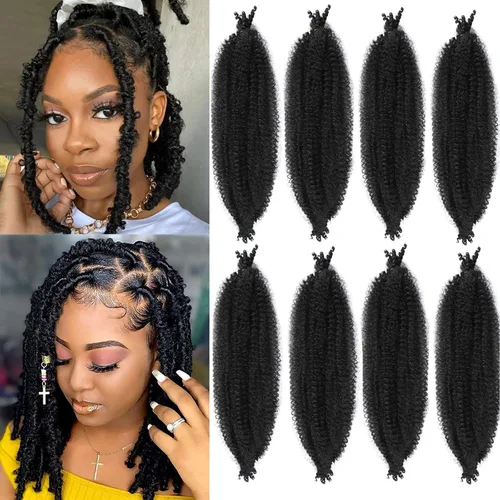 Vista 16 de 3 paquetes de cabello rizado afro elástico pre-separado de 12 pulgadas, rizos naturales pre-espumosos negros son perfectos para el cabello crochet