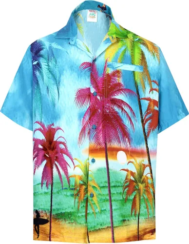 HAPPY BAY Camisas casuales con botones para fiesta y playa para hombre