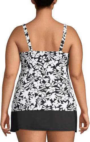 Vista 2 de Lands' End Camiseta de tankini con aros para mujer, con escote cuadrado y tirantes ajustables