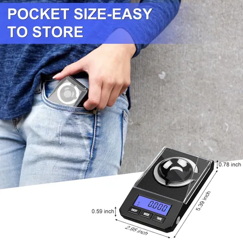 Vista 5 de Báscula de miligramos 50g/0.001g de alta precisión, báscula portátil para joyería con precisión de 0.001 gramos, báscula para polvo, báscula digital