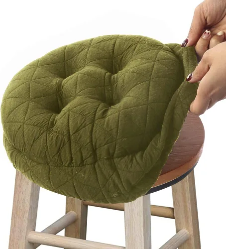 Vista 19 de BUYUE Cojín de Asiento de Taburete de Bar Redondo, Diám.12 Jacquard de Lujo y Moda con Silicona Antideslizante Acolchado para Taburete de Bar Beige