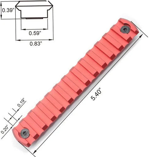 Vista 3 de TRIROCK M-lok Rail Sección Rojo Color Aluminio