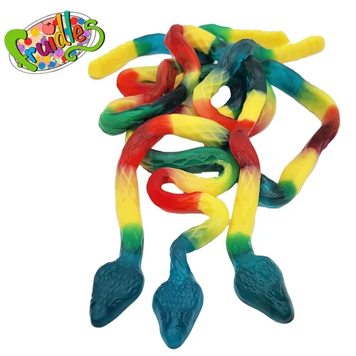 Vista 4 de Fruidles Caramelo gigante de serpiente de sonajero, gomitas de sabores de frutas surtidos, aptas para alérgicos, sin OMG, sin edulcorantes