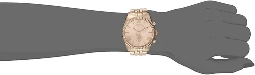 Vista 2 de US Polo Assn Reloj analógico de cuarzo para mujer con pantalla analógica color dorado rosa