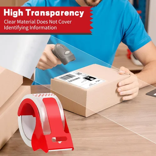 Vista 3 de Cinta de embalaje transparente resistente con dispensador, 2 rollos de cinta de envío fuerte y duradera, cinta de embalaje de 1.88 pulgadas x 55