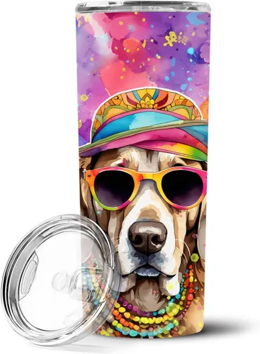 Vista 35 de Caroline's Treasures Siberian Husky Hippie Dawg - Vaso delgado de acero inoxidable al vacío de doble pared reutilizable, vaso aislado para café