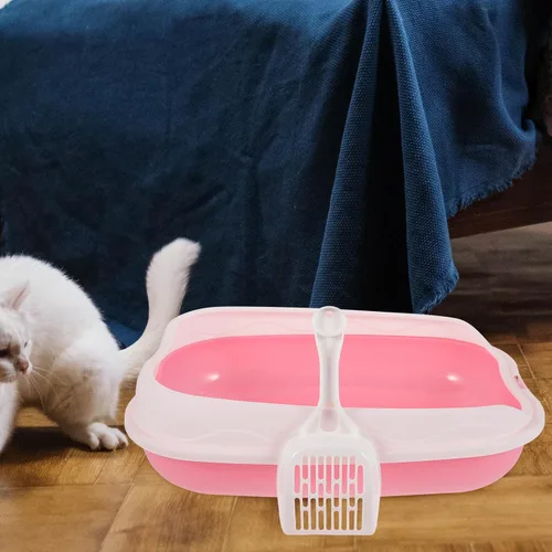 Vista 4 de Mipcase 1 juego de caja de arena para gatos de plástico rosa gatito