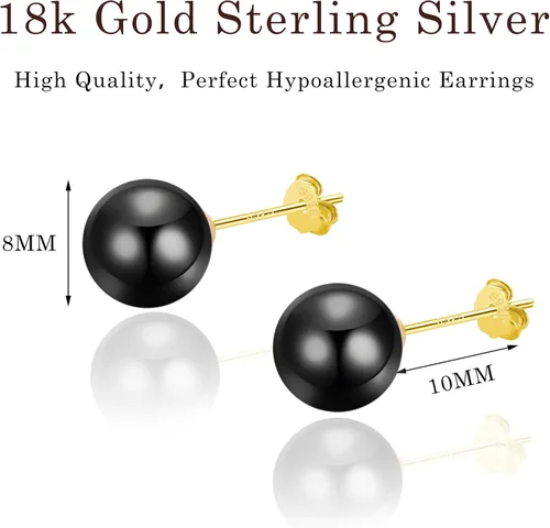 Vista 3 de SmileBelle Aretes tipo dormilona para mujer, de plata de ley de 18 quilates, con turquesa, como regalo de cumpleaños, aretes de cristal de perlas