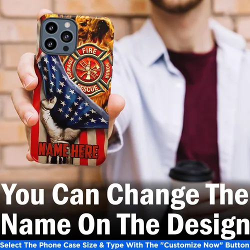 Vista 72 de Funda de teléfono personalizada con bandera estadounidense de madera, diseño de bombero de línea roja, diseño de bombero, regalo personalizado