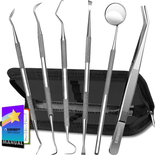 Vista 10 de G.CATACC Herramientas dentales, herramientas dentales de limpieza de dientes, kit de higiene, removedor de placa para dientes, raspador de dientes