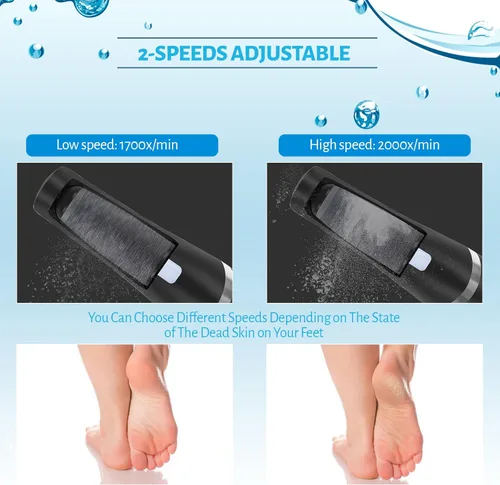 Vista 3 de Removedor eléctrico profesional de callos de pies, kit de herramientas de pedicura electrónico recargable, resistente al agua con 4 cabezales