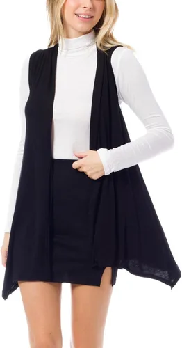 Design by Olivia Cárdigan sin mangas para mujer, con parte delantera abierta, chaleco largo con bolsillos laterales, fabricado en Estados Unidos