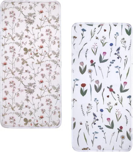 Vista 11 de haakaa Forro impermeable para cambiador, 100% algodón, suave y transpirable (2 piezas, 13 x 27.5 pulgadas, Dino Land+días a cuadros)