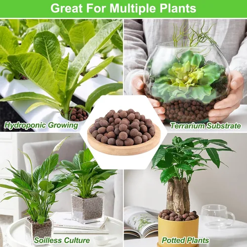 Vista 5 de Riare Guijarros de arcilla expandida orgánica de 2 libras, bolas de leca natural de 0.157 a 0.630 pulgadas, ligeras piedras de arcilla hidropónica