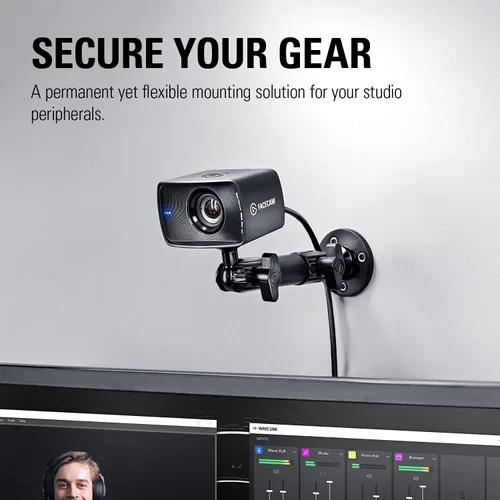 Vista 4 de Elgato Master Mount L - Abrazadera de escritorio premium con poste extensible hasta 125cm/49in y rosca de 1/4 de pulgada para montar luces, cámaras