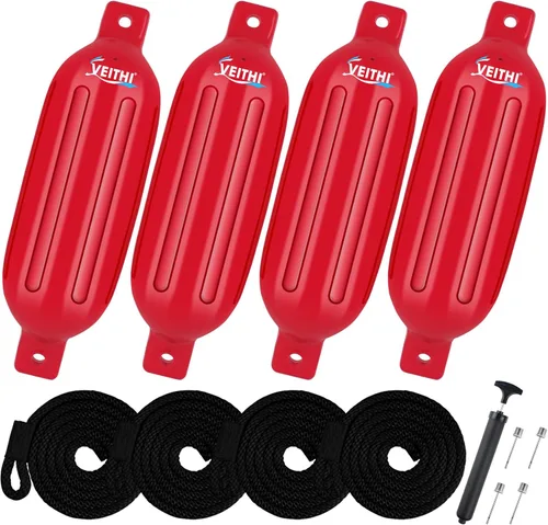 Vista 65 de Juego de 4 guardabarros para barco de 4.5/5.5/6.5/8.5/10/16 pulgadas, parachoques de vinilo con ojos gemelos acanalados, parachoques para barco