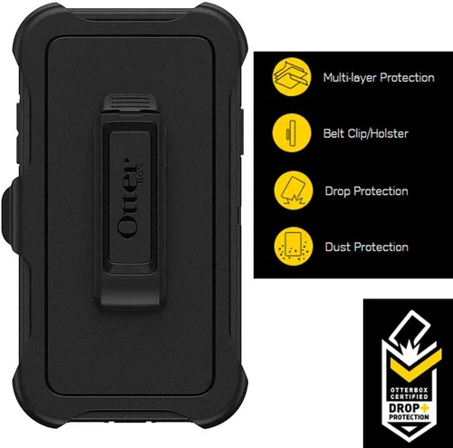Vista 3 de OtterBox Defender Series - Funda para iPhone 11, color negro, resistente y duradera, con protección de puerto, incluye soporte para funda con clip
