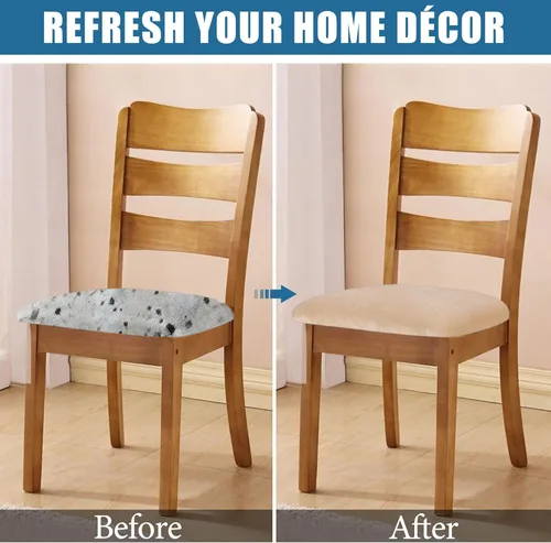 Vista 5 de Smiry - Fundas de asiento de terciopelo para silla de comedor, juego de 2, ajuste elástico, extraíbles y lavables, fundas protectoras de cojín