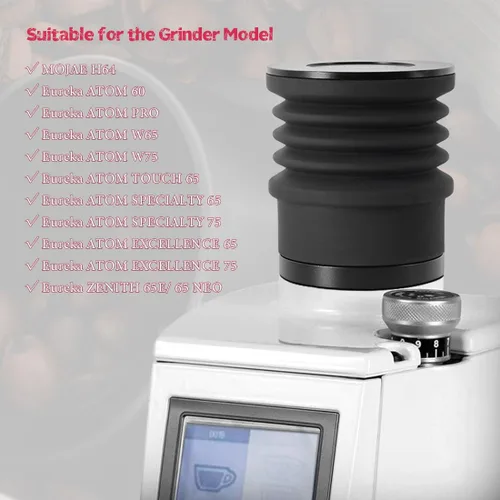 Vista 3 de Tolva de dosis única compatible con Eureka Atom Espresso Molinillo de aluminio de dosis única Tolva y tapa con soplador de aire de fuelle de silicona