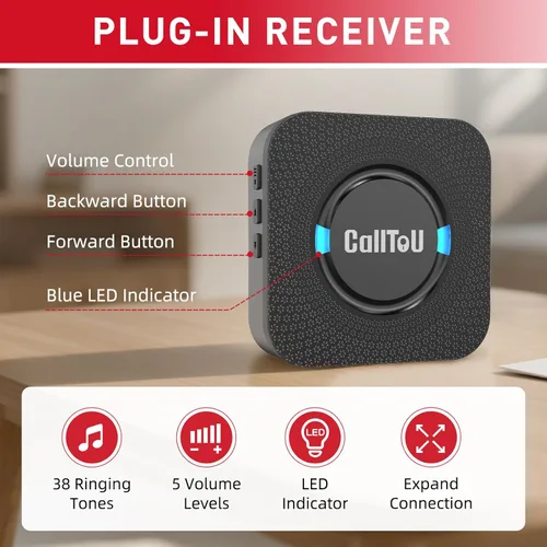 Vista 2 de CallToU Alarma inalámbrica con sensor de movimiento, detector de alarma de movimiento para interiores, alarmas de cama para pacientes ancianos