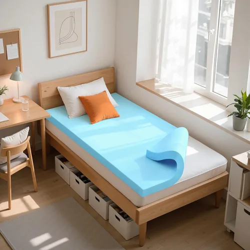 CHUN YI Cubrecolchón de espuma viscoelástica tamaño individual, 2 pulgadas con infusión de gel para aliviar la presión, certificado CertiPUR-US