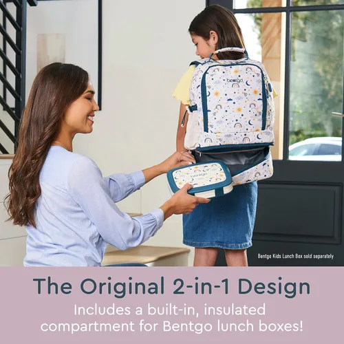 Vista 6 de Bentgo Juego de mochila 2 en 1 y lonchera aislada con estampado para niños (cielos amigables)