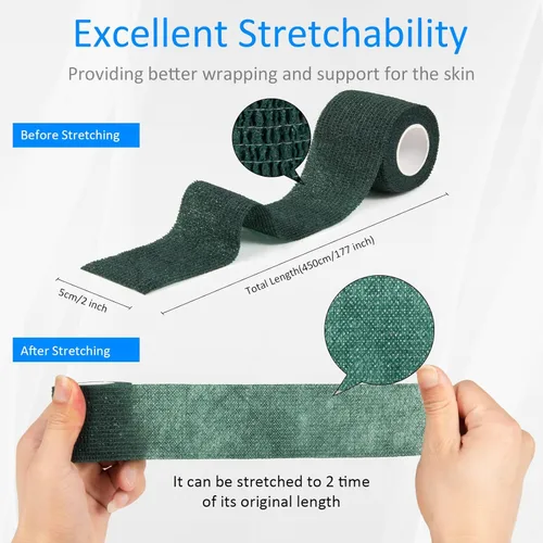 Vista 2 de 6 vendajes autoadhesivos de 2 x 5 yardas, transpirables, autoadherentes, vendajes cohesivos, cinta veterinaria para perros y gatos, cinta elástica