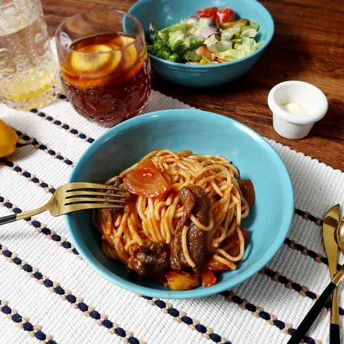 Vista 3 de TP Juego de 4 cuencos de comida de 7 pulgadas, servicio para 4, cuencos grandes de melamina de 28 onzas para pasta, cuencos de servir duraderos