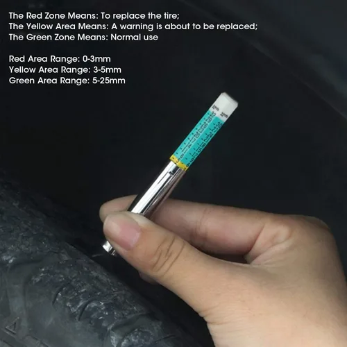 Vista 4 de Medidor universal de profundidad de neumáticos, medidor de profundidad de neumáticos de automóvil de 0.000-0.984 in, herramienta de medición