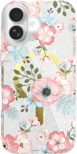 Vista 90 de LONLI Hue - para iPhone 15 Pro [Compatible con Magsafe] - Funda de teléfono floral dorada - [Amortiguador de 360° absorbente de impactos] - Funda