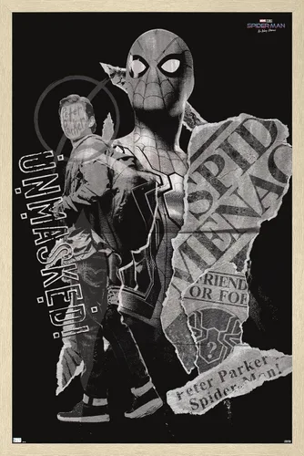 Vista 7 de Trends International Marvel Spider-Man: No Way Home - Póster de pared desenmascarado, 22.4 pulgadas de largo x 14.7 pulgadas, versión enmarcada