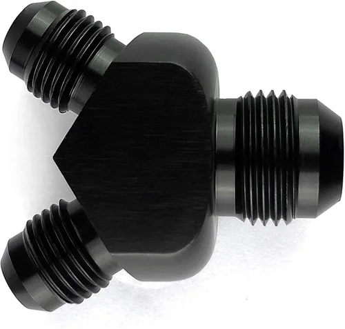 Vista 3 de 6AN a AN 6 Macho Y Bloque Adaptador de Montaje de Bomba de Combustible Aluminio 3 x 6AN 9/16-18 Macho Flare Thread Y Tubo Conector Negro