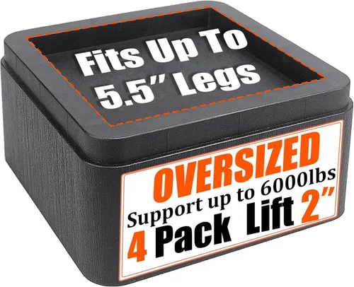 MYMULIKE Elevadores de cama de 2 pulgadas, de gran tamaño se ajustan a patas de 5.5 pulgadas, resistente 6000 libras, bloques elevadores de cama
