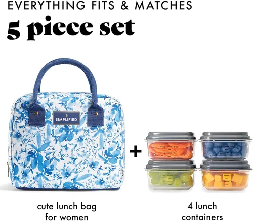 Vista 2 de Fit & Fresh Bolsa de almuerzo para mujer, bolsa de almuerzo aislada para mujer, para el trabajo, a prueba de fugas y resistente a las manchas