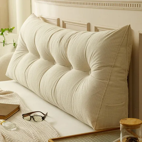 Vista 19 de Almohadas de cuña para cabecero de dormitorio individual XL, almohada de cuña beige para cama, respaldo de lectura, cojín para cama con funda
