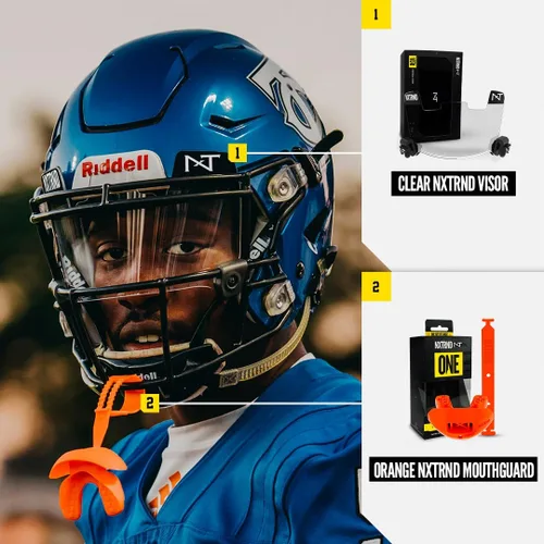 Vista 15 de Nxtrnd One Protector Bucal de Fútbol Americano, Correa Incluida, Se Adapta a Adultos y Jóvenes (Negro)